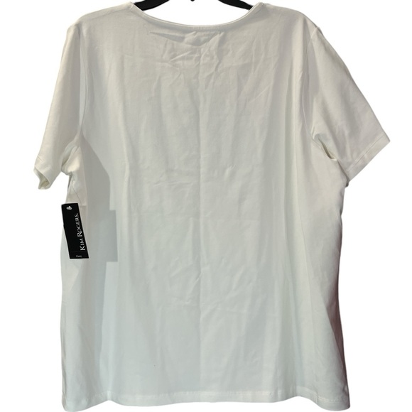 Kim Rogers NWT white lighthouse screen print top with sequin accents. Size 1X - Picture 4 of 5